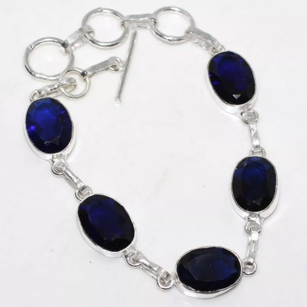Sapphire Gemstone Sterling Silver Bracelet | Artisan